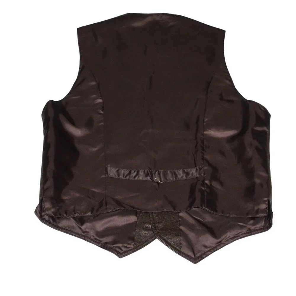 WILSONS Leather Vest Medium Brown The Leather Experts 2 Pocket Biker Motorcycle - Picture 6 of 12